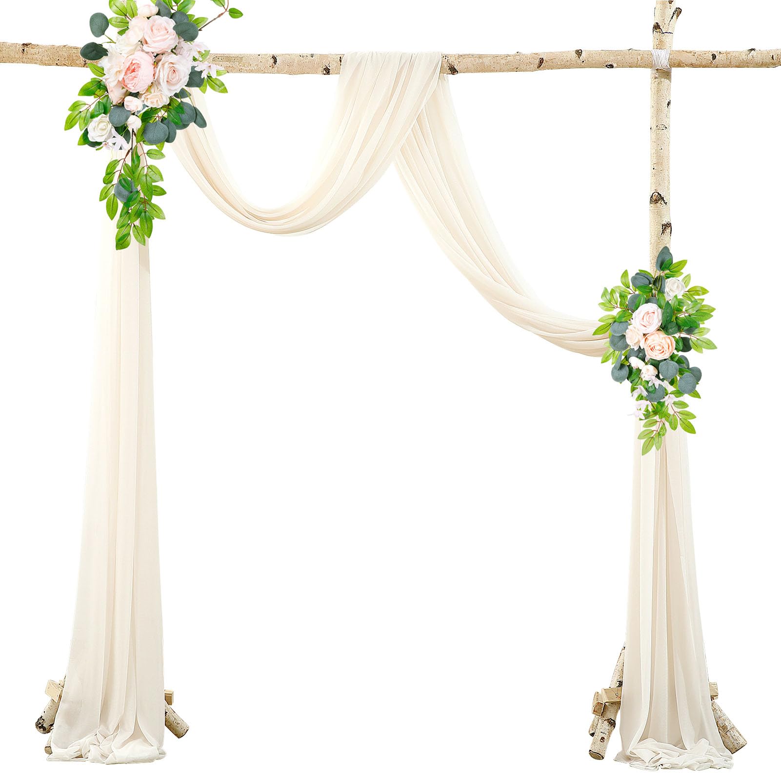 BOYOUTH Tende con mantovane in voile kaki, lunghe tende in chiffon trasparente, per drappeggi per archi di nozze, decorazioni per feste all'aperto, 76 x 600 cm, 1 pannello