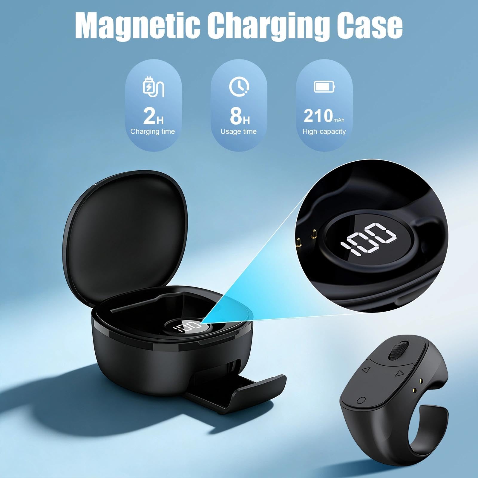 TikTok Bluetooth Scrolling Ring,Remote Page Turner,Fernbedienungsring, Mobile Selfie Lazy Controller für, iOS, Android, Kamera, Videoaufzeichnung, mit Ladegerät