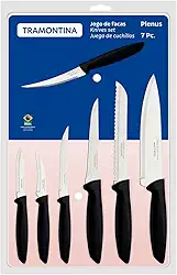 Jogo De Facas Tramontina Plenus Com Lâminas Em Aço Inox E Cabos De Polipropileno Preto 07 Peças