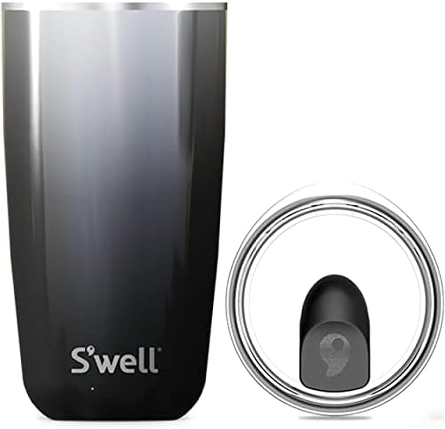 S'well Stainless Steel Tumbler with Clear Slide-Open Lid-18 Fl Oz-White Marble Triple-Layered Vacuum-Insulated Containers Keeps Drinks Cold for 12 Hot for 4 Hours-BPA-Free Water Bottle, 18 oz