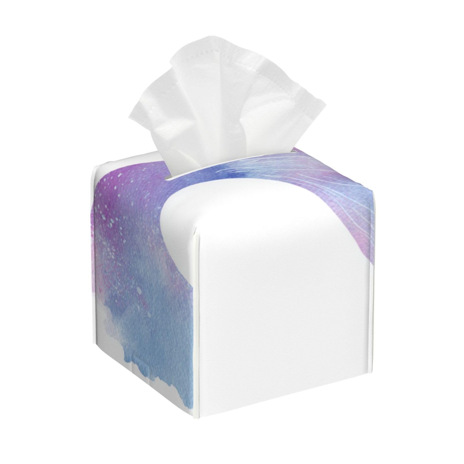 Watercolor Mermaid Tail Pastel Color Tissue Box Cover Square Pu Leather Waterproof Tissue Box Holder for Car Bathroom Bedroom Office Tabletop Decor