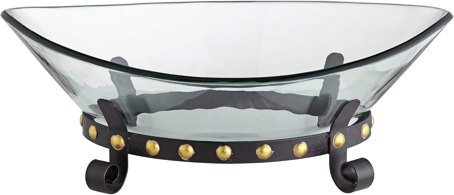 Kensington Hill Rayden 23 1/4" Wide Decorative Glass Bowl with Studded Base