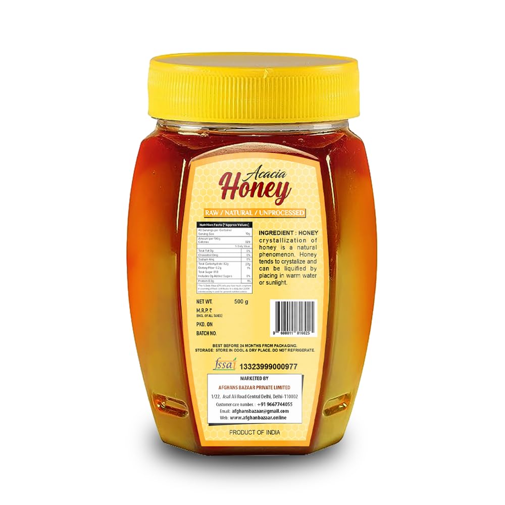 Afghan Bazaar Sidr Honey, 100% Pure Raw Natural, Glass Jar, 400g