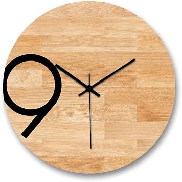 Decorative Wall Clock Creative Wood Color Wall Clock Living Room Digital Precision Silent Quartz Clock Living Room Bedroom Wall Clock Size 16inch-C-14inch-B.