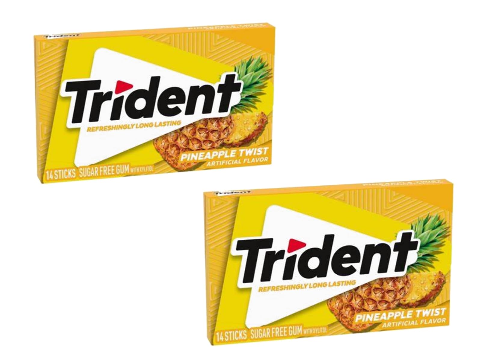 Trident Pineapple Twist Imported Sugar Free Gum, 14 Sticks, Mint, Pack of 2