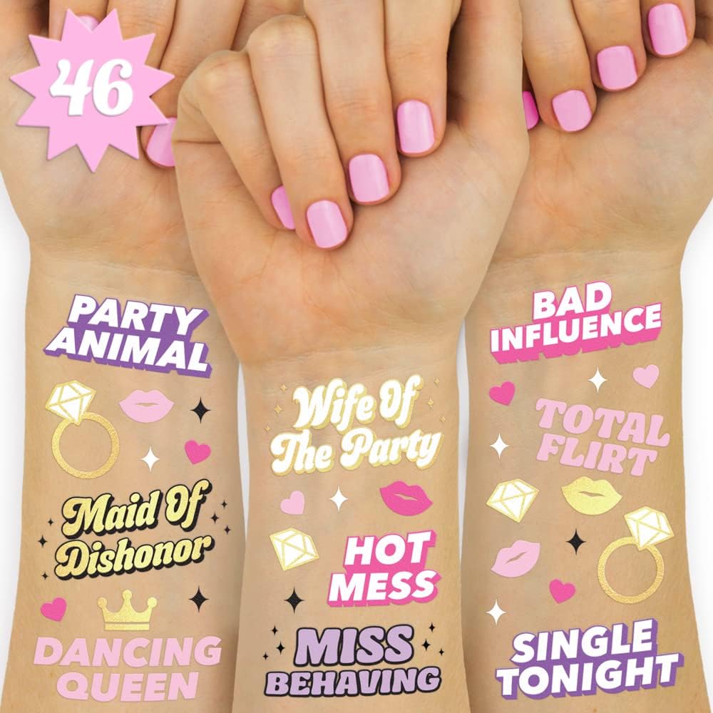 Amazon.com : xo, Fetti Camp Bachelorette Temporary Tattoos - 42 Gold