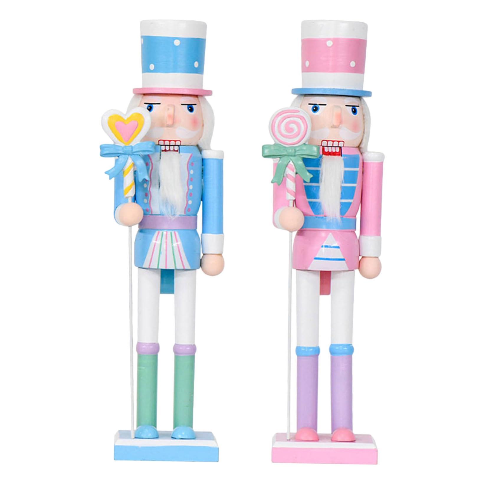 Garneck 2pezzi Schiaccianoci Soldato in Legno Pastello Statuette Natalizie Forma di Soldatini di Caramelle Decorazioni da Tavola per Feste di Natale Ornamenti in Legno per Centrotavola