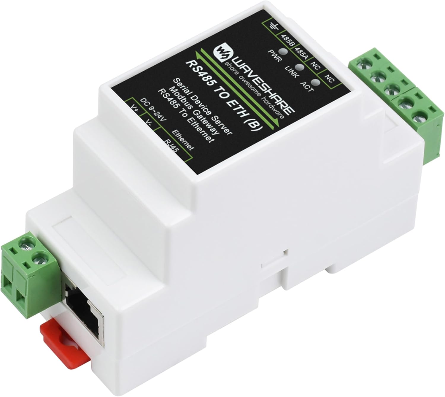 Industrial RS485 to RJ45 Ethernet Serial Server, TCP/IP to Serial, 9~24V Power Supply, Support Rail-Mount/Modbus/MQTT Gateway, TCP Server/TCP Client/UDP Mode/UDP Multicast Multi Communication Modes
