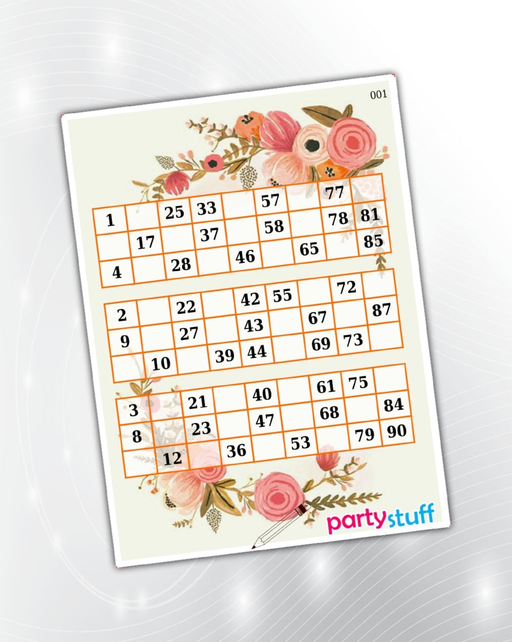 PartyStuff Floral Classic Triplet Flowers Theme Tambola Housie Tickets Kitty Games