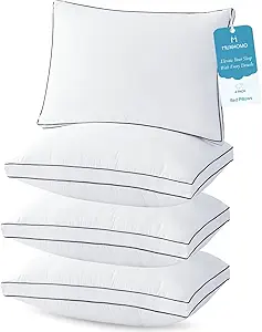MUXHOMO Bed Pillows Standard Size Set of 4, Hotel Collection Sleeping Pillows Full Size Set of 4 for Side and Back Sleepers, Down Alternative Plump Filling, 20 x 26 Inches