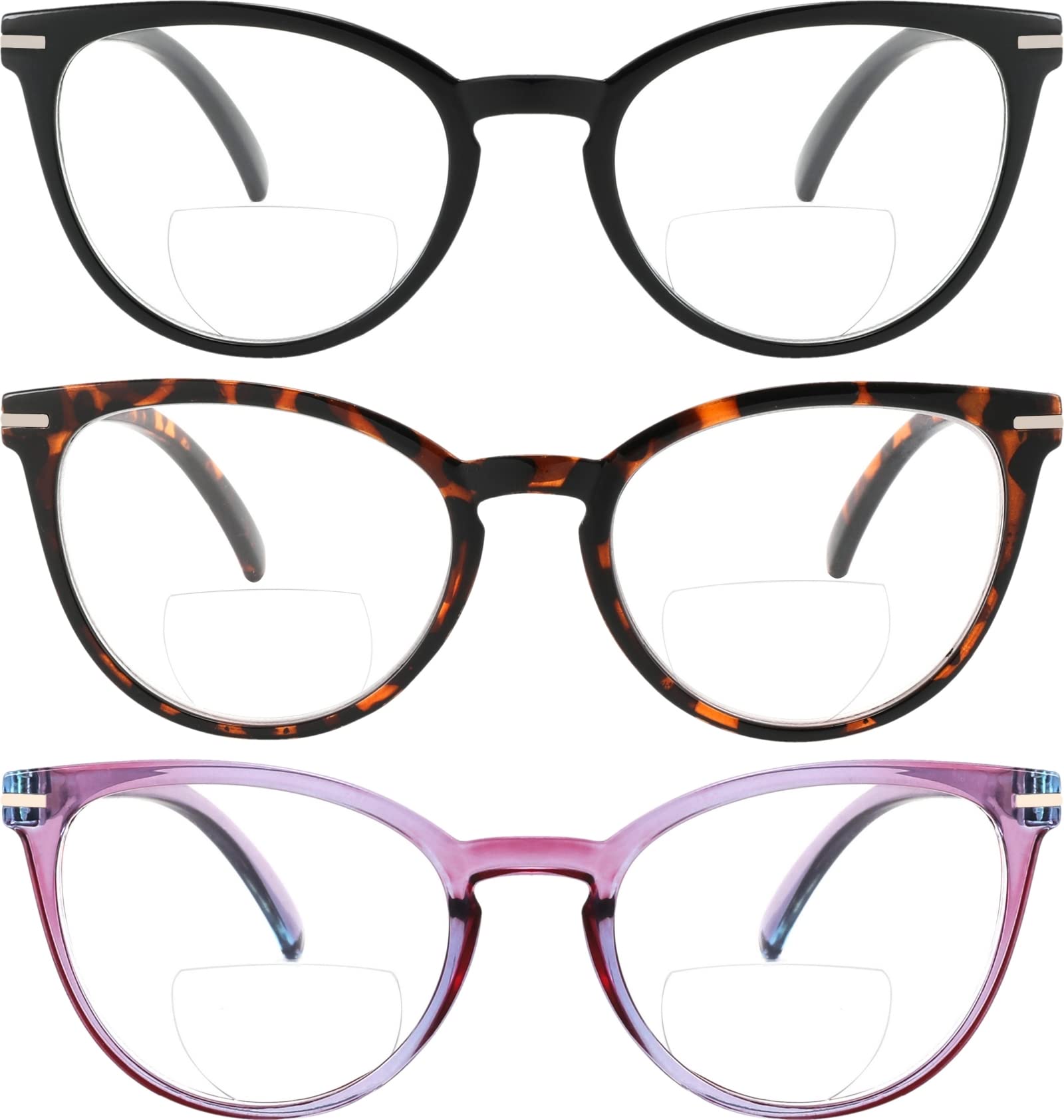 Success Eyewear Yogo Vision Gafas de lectura bifocales para hombres y mujeres, rectangulares, multifocales, con bisagras de resorte, diseño retro, 1.5