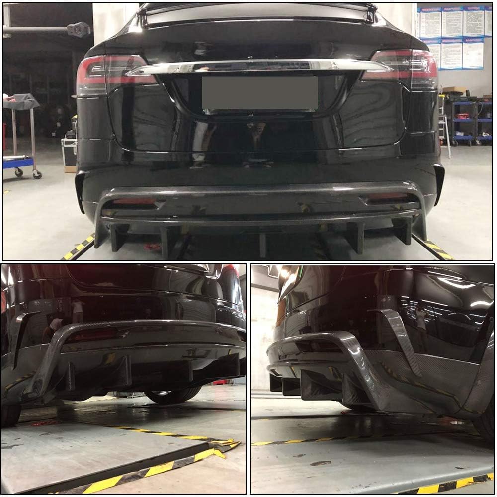 Carbon Fiber Rear Bumper Diffuser Fits for Tesla Model X 75D 90D P90D 100D P100D SUV 2016-2018 Customized CF Lower Bumper Lip Spoiler Body Kit
