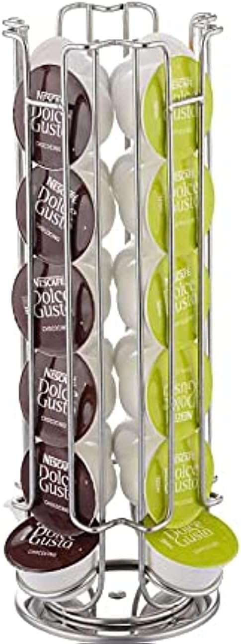 24 Capsule Coffee Pod Holder Stand Rack Storage for Nescafe Dolce Gusto Silver