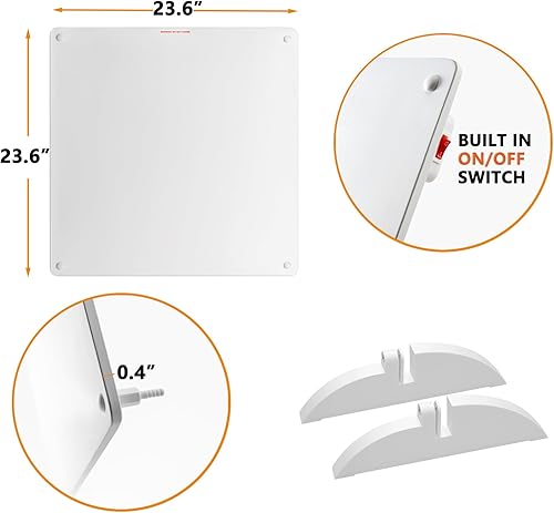 Miniatura 6 de Panel calentador de espacio de montaje en pared, calentador de convección de 400 W, calentador de pared de cerámica de pie, funcionamiento