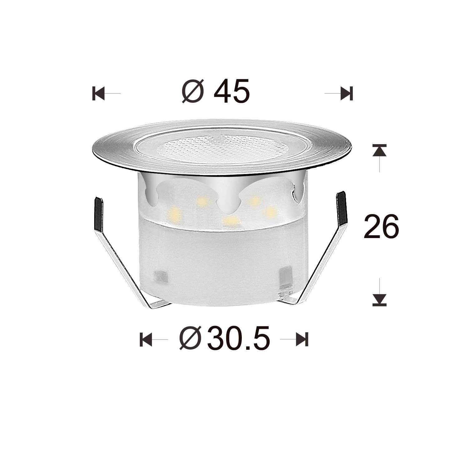 20 Spot LED Eclairage Extérieur Encastrable Sol Terrasse Bois,45mm Spots Encastré Extérieur Fait en IP67 DC12V 1W Avec Alimentation EU Pour Jardin Escalier Patio Blanc Froid