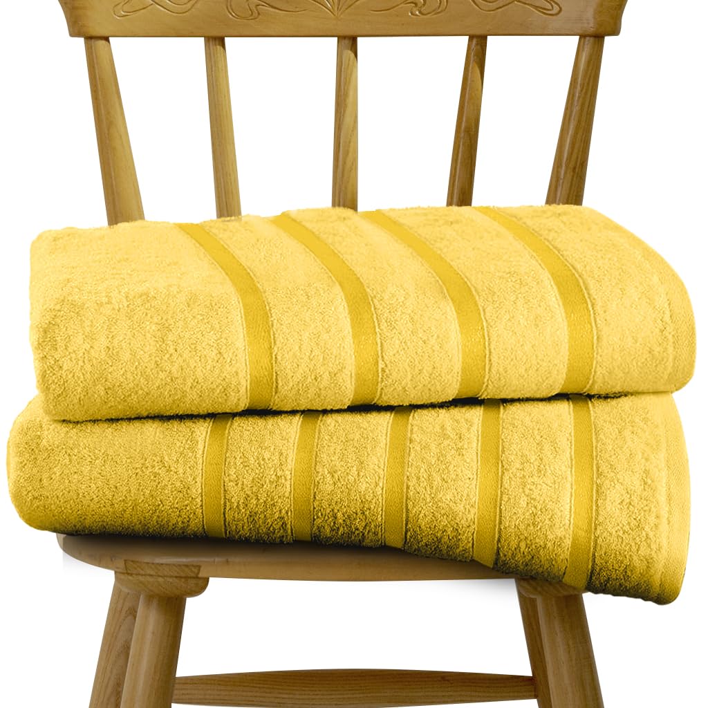 Gc Gaveno Cavailia Ochre 2 Pk Bath Sheets 80X140 Cm - Egyptian Cotton Bathroom Towels - Quick Dry Highly Absorbent - 450 Gsm Large Towels