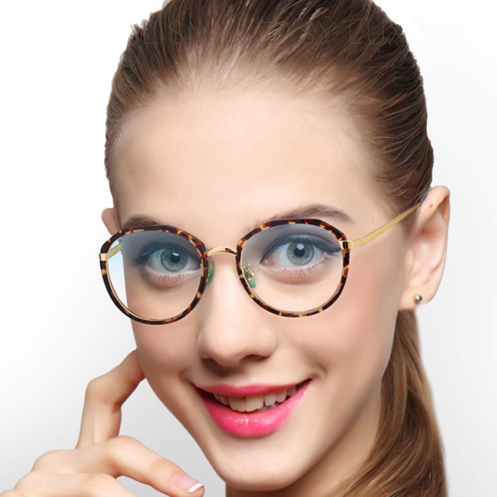 H&RB Damen Anti Blaues Licht Lesebrille, Stilvolle Und Elegante Kleine Runde Rahmen Starke Scharniere Blockieren Schädliches Blaues Licht Und Resist Fatigue Presbyopie Brille,Multi Colored,+2.75