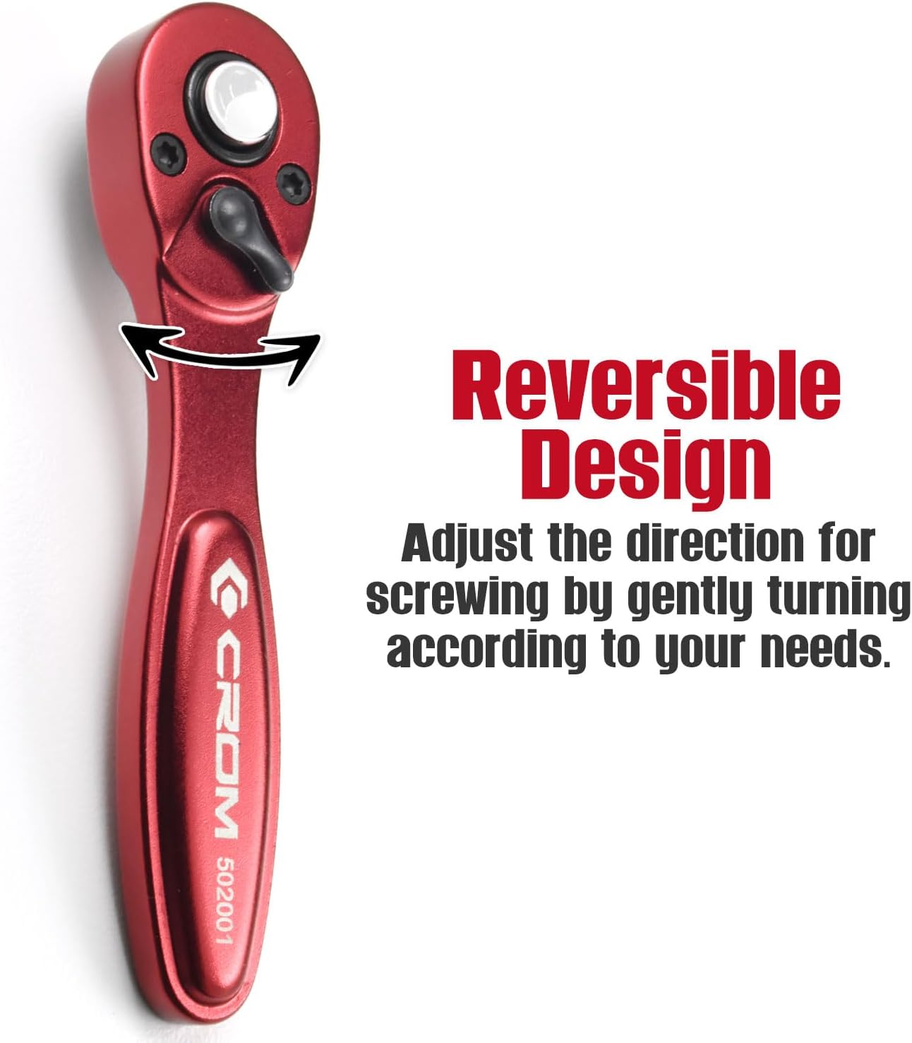 CROM 1/4-inch Drive Mini Ratchet - 72-Tooth Socket Driver Ratchet Wrench Reversible Lever with 5 Degree Arc -Lightweight Aluminum & Compact To Fit In Tight Spaces (1/4-Inch Drive)