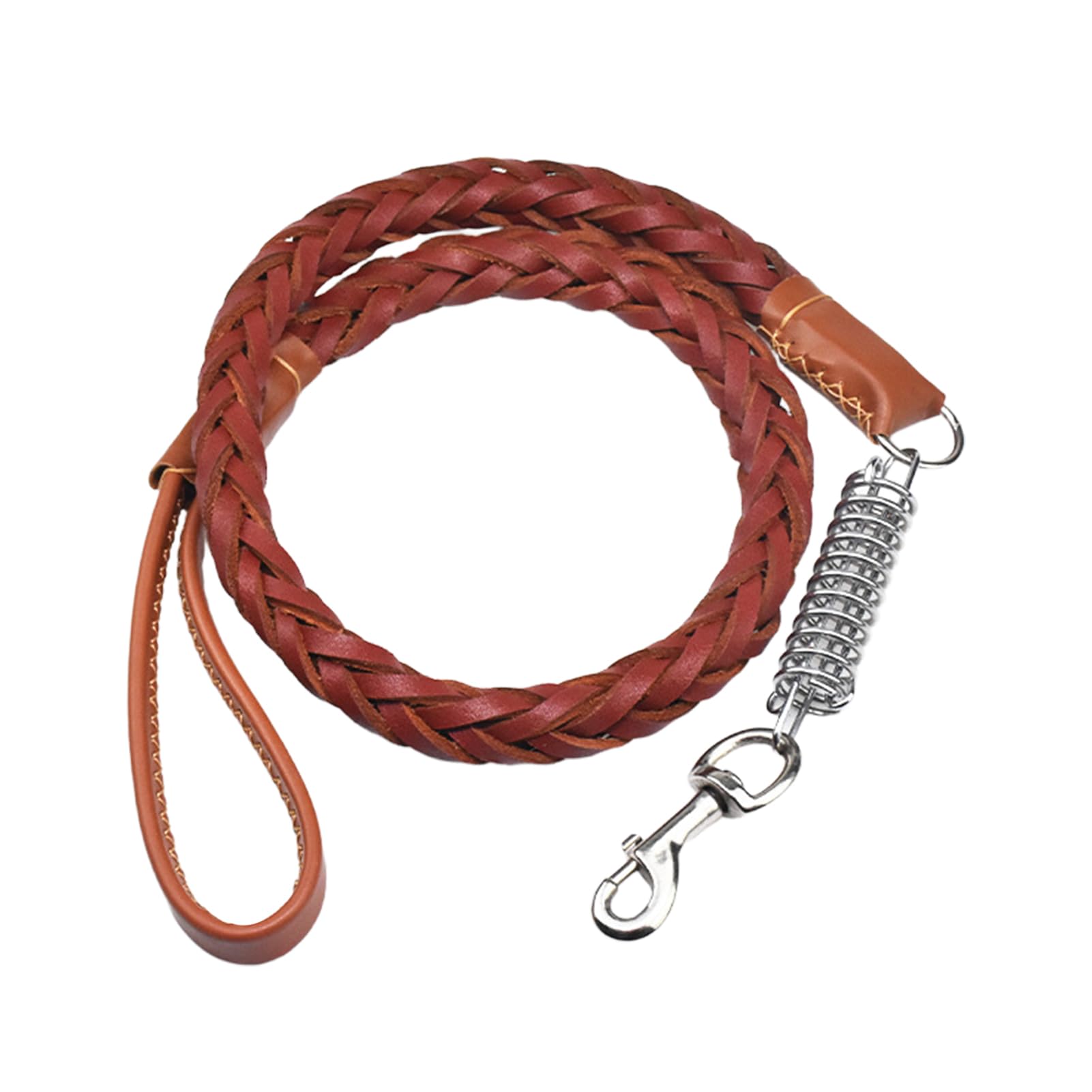 Creatwls Brown Braided Leather Dog Leash 4ft -Heavy Duty Walking Training Leads for Large or Medium Dog, such as German Shepherd
