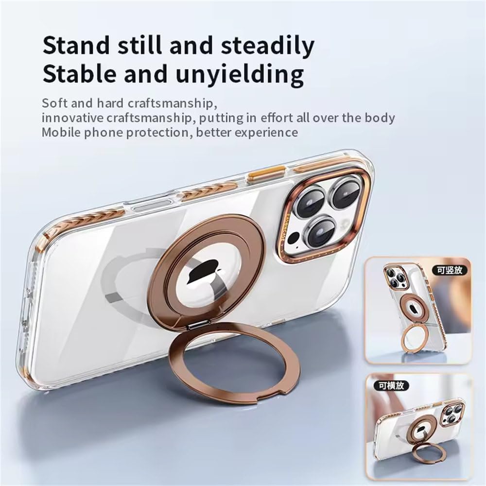 Magnetyczny obrotowy uchwyt antypoślizgowy na telefon iPhone 17 16 15 14 13 12 Pro Max 17 Air 14 15 16 Plus, wstrząsoodporny pokrowiec z funkcją ładowania bezprzewodowego, tytanowoszary, do iPhone
