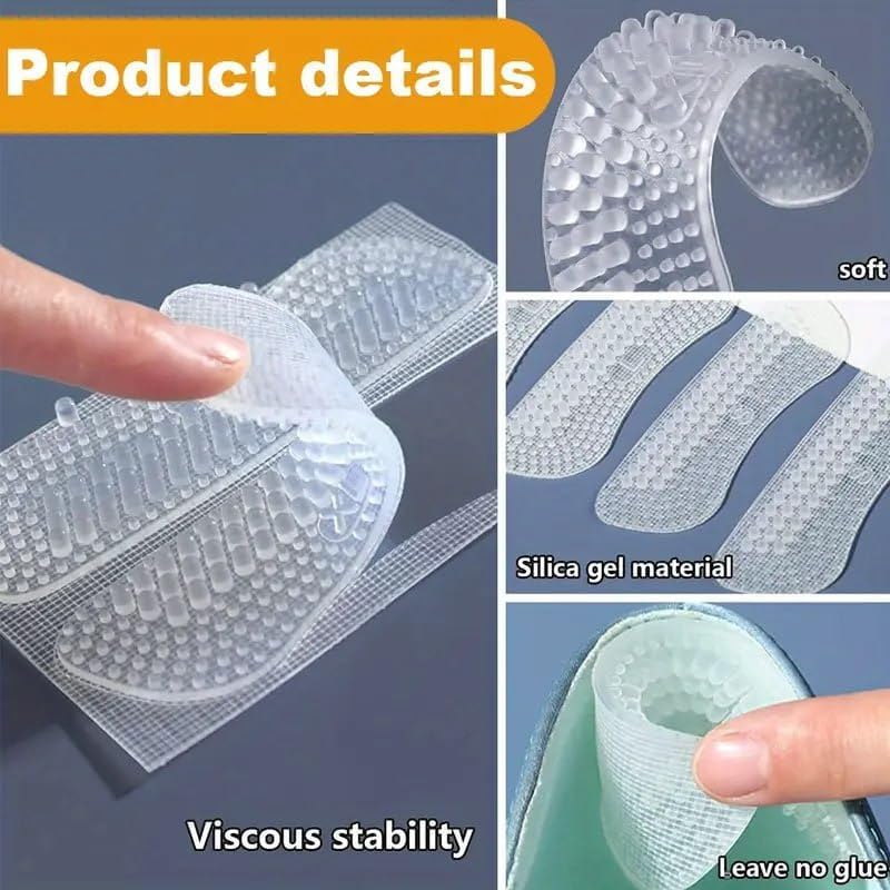 FifthNest Transparent Silicone Heel Liner Grips for Women & Men | Anti Slip Adhesive Heel Cushion Pads for Loose Shoes | Soft Gel Heel Inserts for Comfort and Daily Wear | 1 Pair 2
