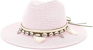 SGJFZD Sombrero de paja de moda para hombre, diseño de moda, para mujer, clásico, suave, sombrero de trigo y paja de playa, talla 56 – 58 cm (color: rosa, tamaño: 56 – 58 cm)