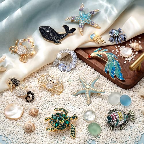 Image of Junkin 12 Pcs Women Brooches Bulk Set Rhinestone Pin Crystal Vintage Brooch Retro Pin Women Girls Gifts for Christmas