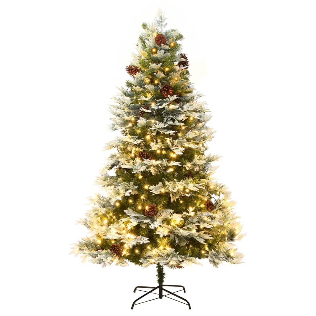 Simulazione di albero di Natale Decorazione Natalizia Mini albero di natale Albero di Natale Preilluminato con Pigne Verde 195 cm PVC e PE per Natale, casa, cucina, tavolo da pranzo