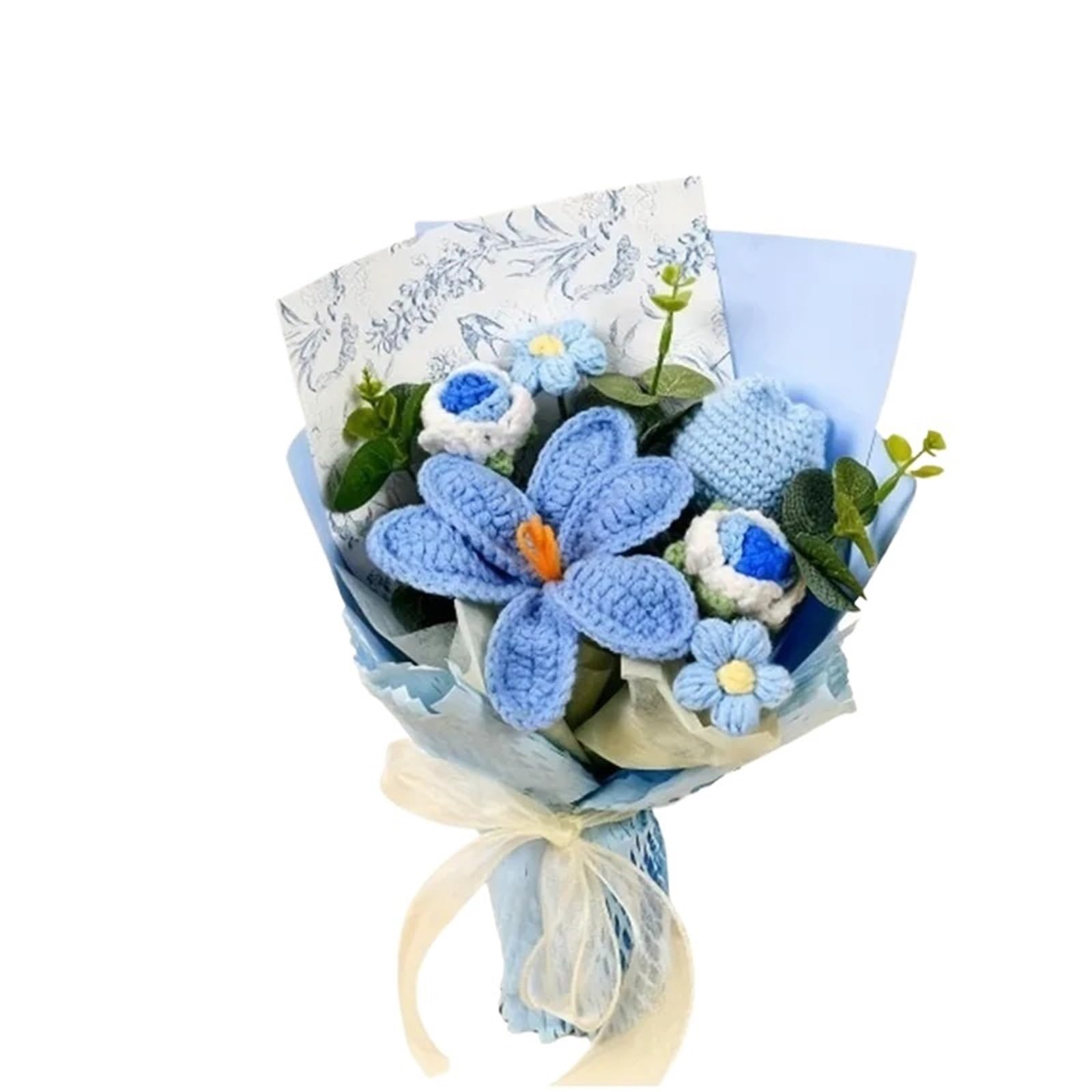 ZHSOAO Handmade Crochet Tulip Bouquet Graduation Present Wed Fabric Home DecorWinter for Weddings Birthdays(Color4)