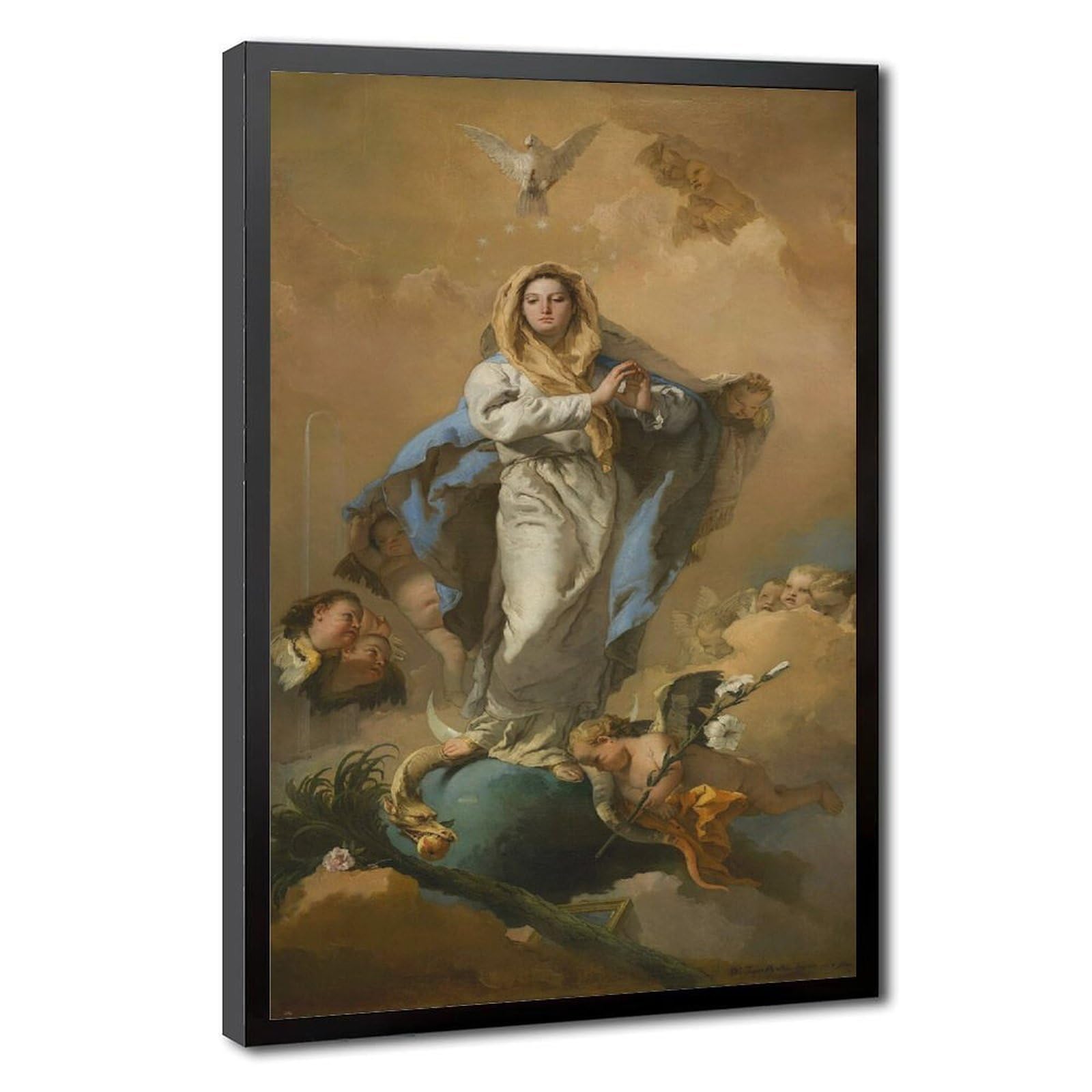 WCYB The Immaculate Conception by Giovanni Battista Tiepolo Posters Prints Canvas Deco Paintings Wall Art Hangable Frame 12" L X 18" W