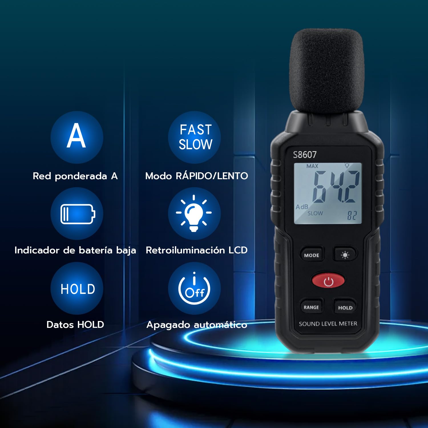 Mcbazel Digital Medidor de Decibelios, 30-130dB Medidor de Decibelios de Ruido con Pantalla LCD Digital Retroiluminada, Medidor de Sonido Portátil para Uso Industrial y Escolar