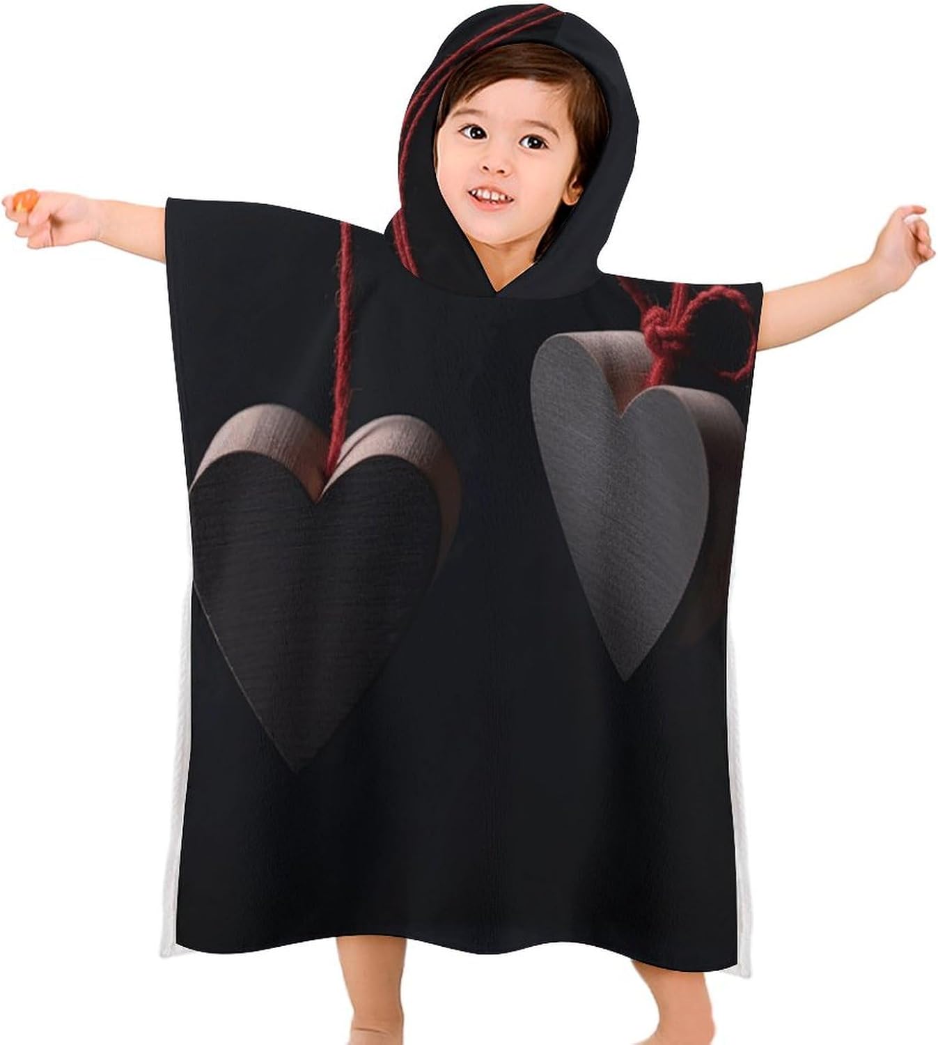 Kids Bath Towel Kids Hooded Beach Towel Kids Pool Towel Heart Shaped Wood Printed Kids Beach Towel for Boys Girls Soft Absorbent Quick Dry Beach Swim Pool Towel