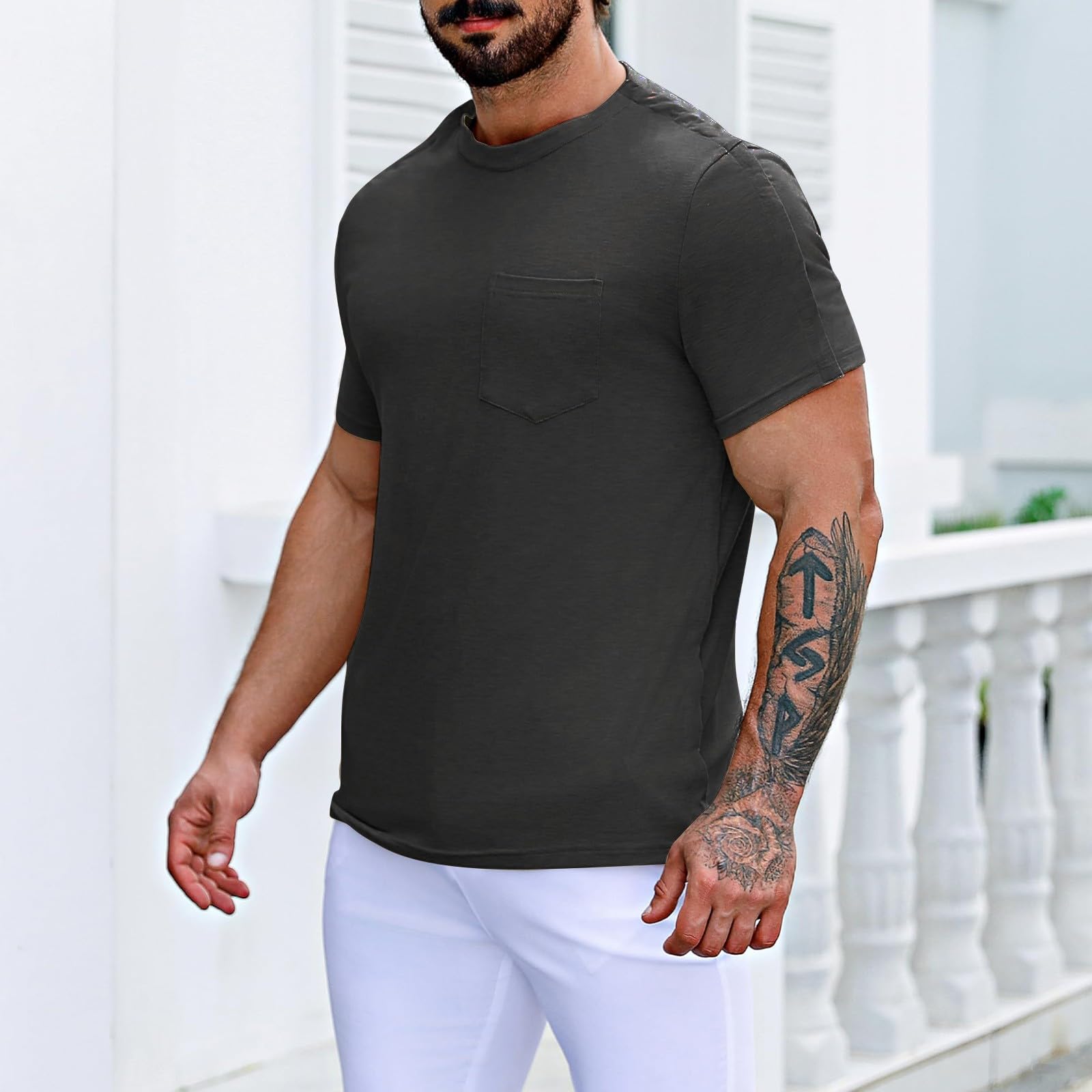Herren Post Schulter Chirurgie Shirts Hemden Nach Schulteroperationen Genesung Abreißbar Kurzärmlig Vollständig Offene Seite Druckknopf Dialyse Chemo Kleidung Herren-Hemden Funktionsshirt
