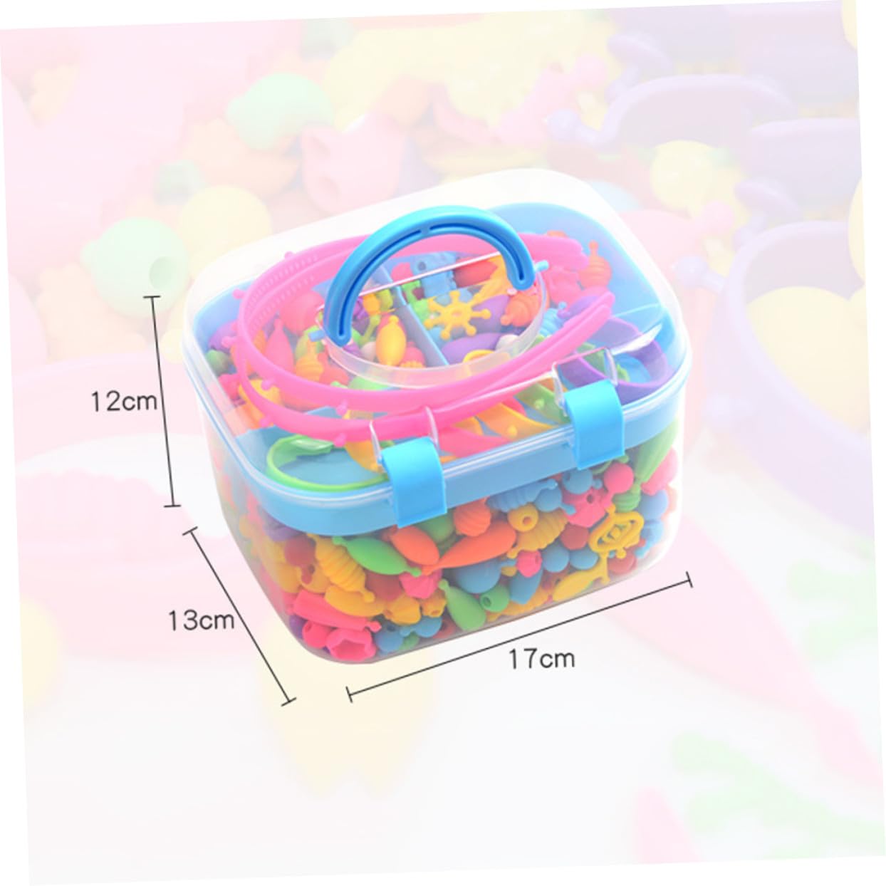 ERINGOGO 1 Boîte Coffret Perles Plastique DIY pour Filles Perles Colorées Variées avec Boîte de Rangement Portable Kit Bricolage Bracelet et Collier Activité Créative Garçon Fille pour