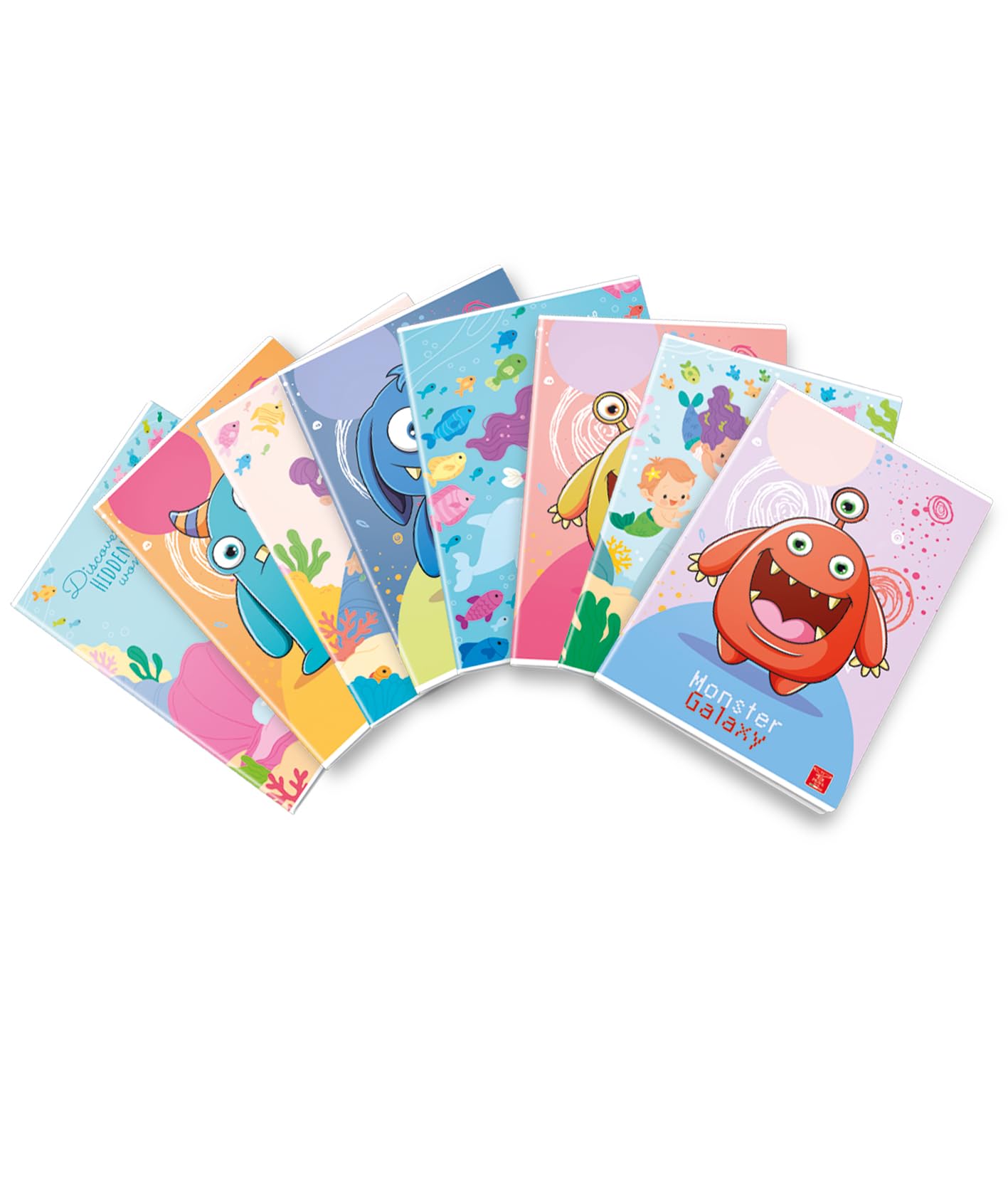 Pigna, Monster Galaxy Notebook, Glossy Paint Cover, A4 21 x 29.7 cm, 42 Sheets 80 g/m², Ruled Sheets with Margins for 4th and 5th Grade, Assorted Covers, Pack of 10
