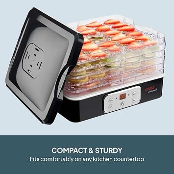 Cooks Professional Food Dehydrator 240W with 5 Trays, Adjustable Temperature Control & Timer | Fruit Meat Jerky Vegetables Healthy Snack Drying Machine for Home Kitchen Countertop | 5 Tier