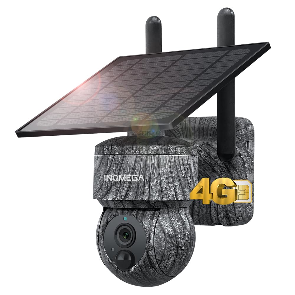 INQMEGASolar Security Camera Outdoor, 360° PTZ WiFi Wireless Security Camera with 2K 3MP Night Vision, PIR Motion Detection and Siren,IP66 Waterproof,Two-Way Audio,SD/Cloud, IP65 Waterproof