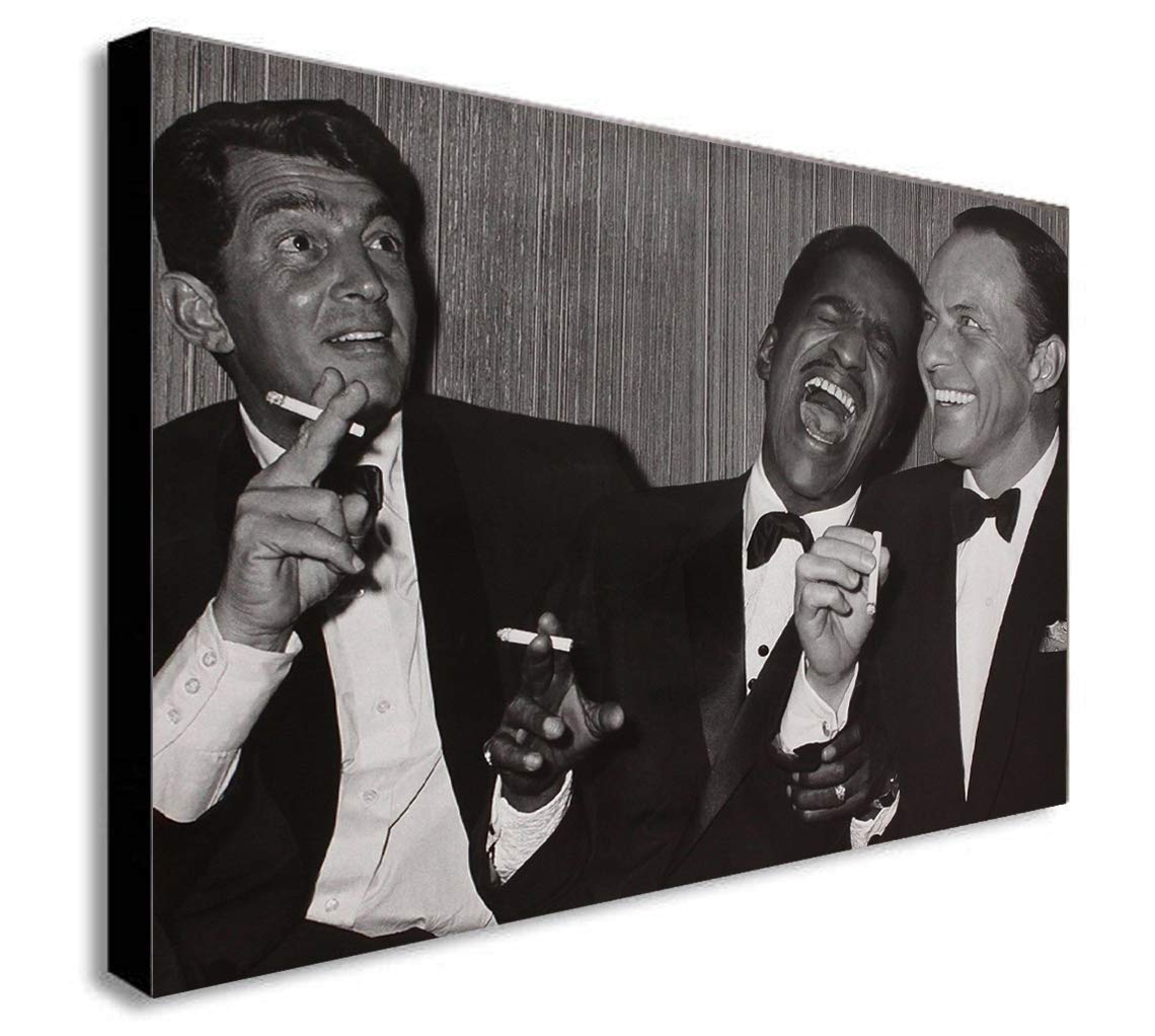 Fab Dean Martin, Sammy Davis Jr. And Frank Sinatra Laughing - Canvas Wall Art Framed Print - Various Sizes (A1 32X24 Inches)