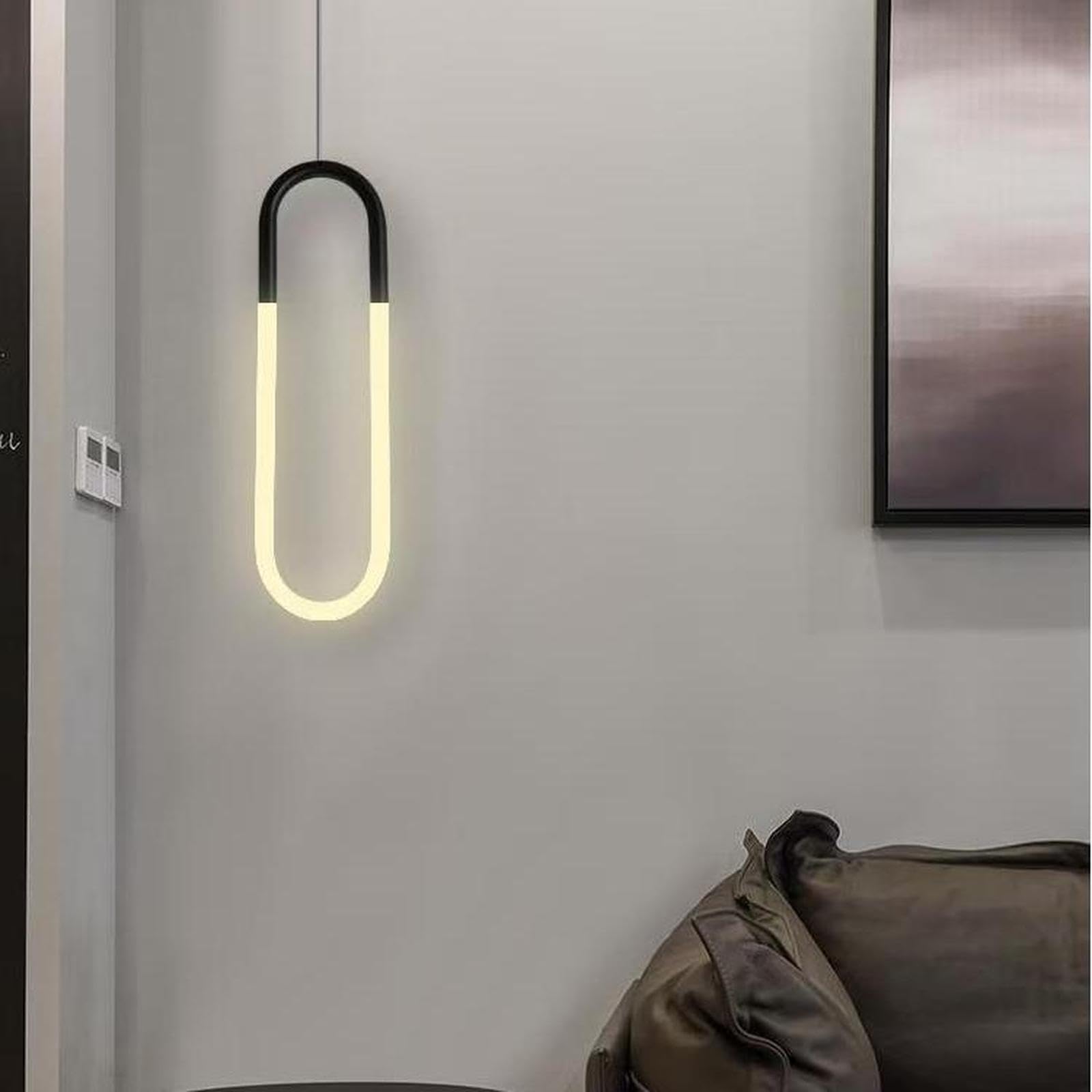 SYSR Moderna lamparas colgantes de techo anillo LED,regulable lámpara colgante lineal,Altura ajustable,lampara colgante para interior,candelabros de techo de comedor,dormitorio,corredor (Negro,40cm)
