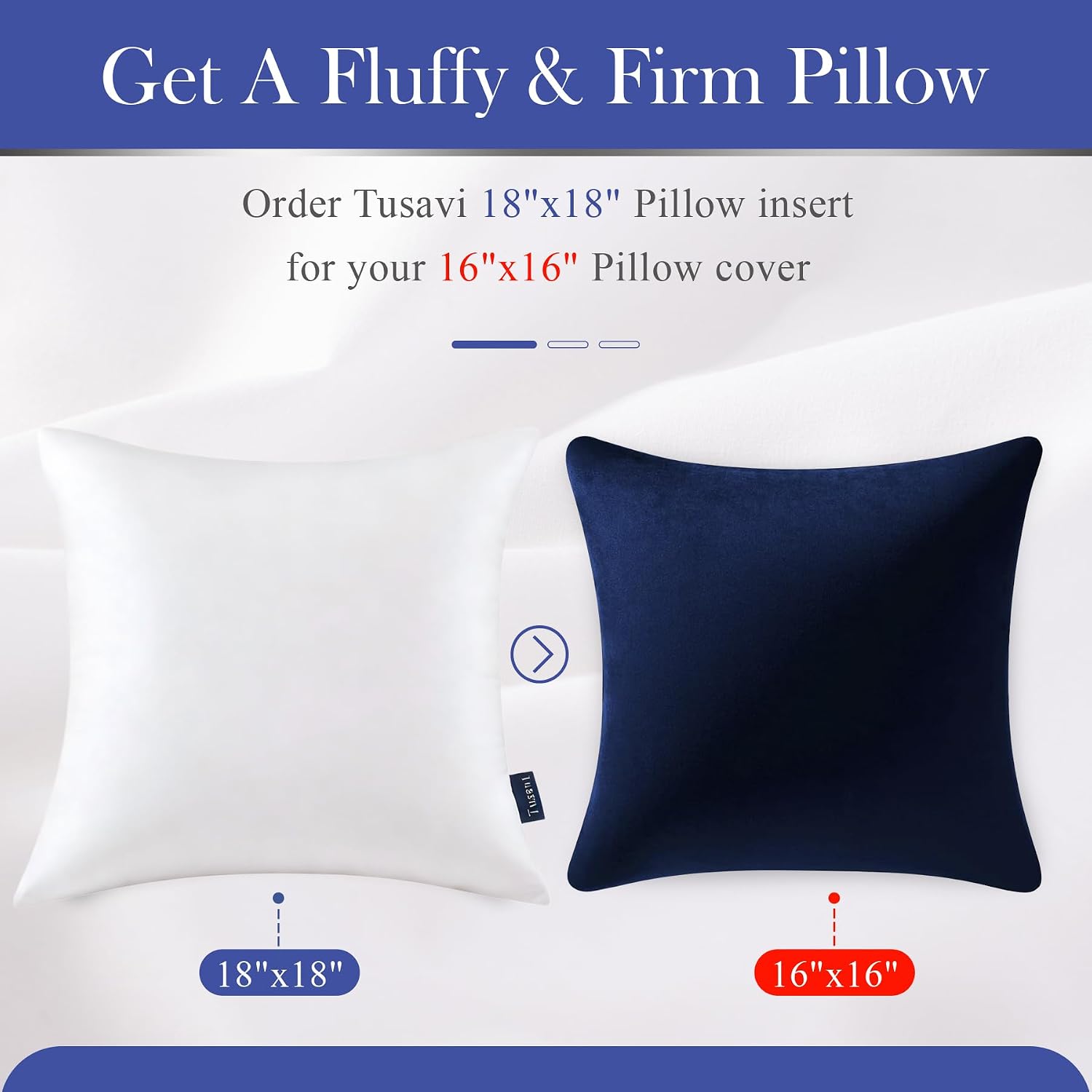 18 x 18 Throw Pillow Inserts(Set of 2)- Firm & Fluffy Decorative Down Alternative 18 Pillows for Couch Sofa Bed Living Room Indoors & Outdoors (2, 18x18 in)