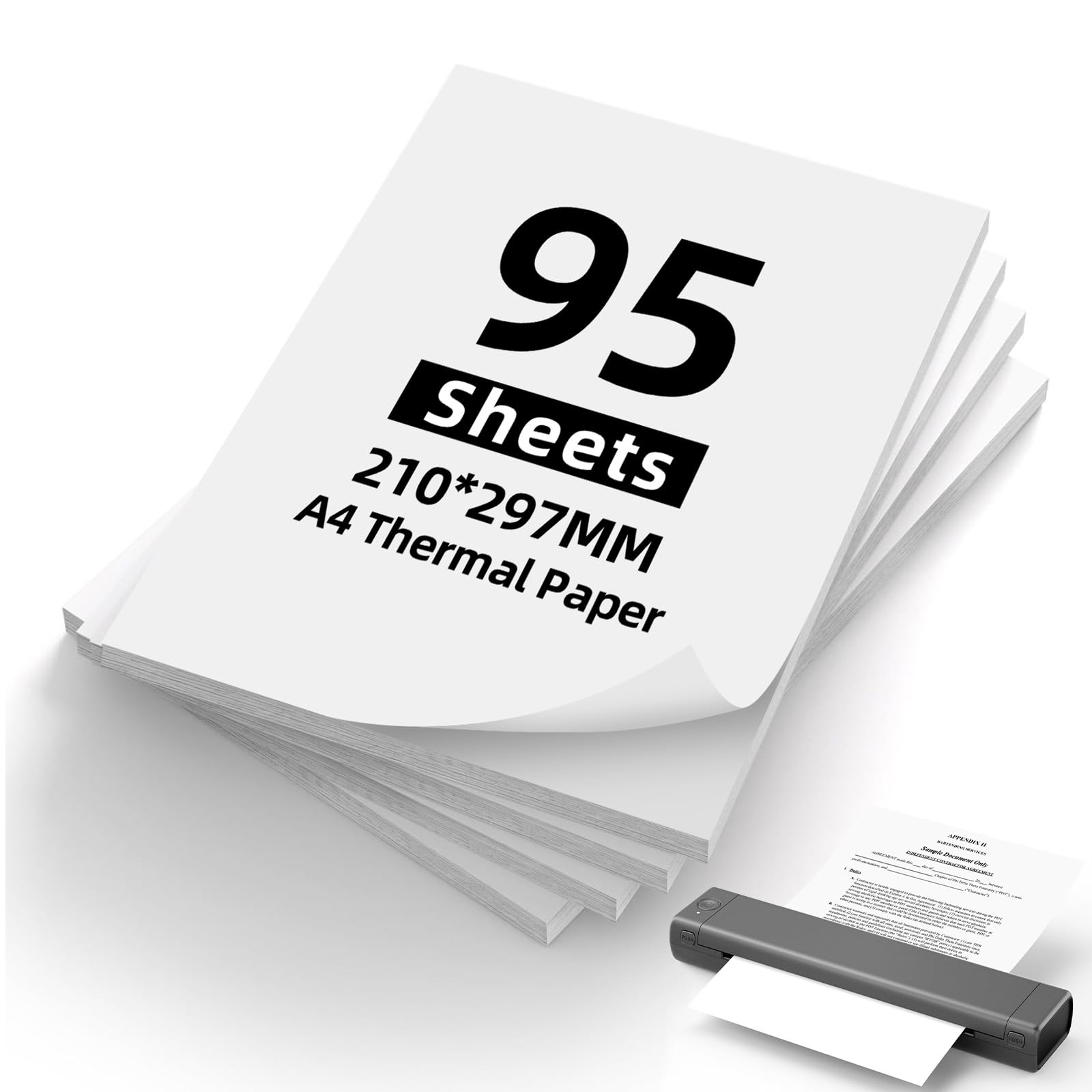 OSDUE Papel Termico Impresora A4, 95 Hojas Papel Térmico 297 x 210mm Resistente al Agua y al Aceite Secado Rápido sin BPA para Phomemo M08F, M832, M834, Q302 y Mayoría de Impresoras Térmicas (Sheet)