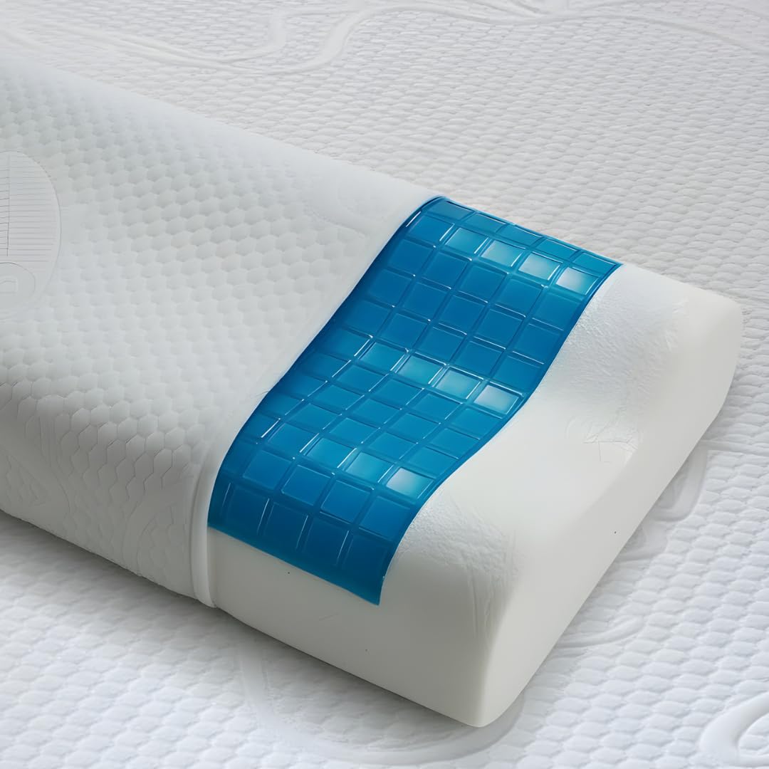Bedshire Pillow - Almohada cervical, almohada ortopédica para cuello, de espuma viscoelástica HD, funda de algodón desenfundable con gel termorregulador y lados transpirables, 13 cm de altura
