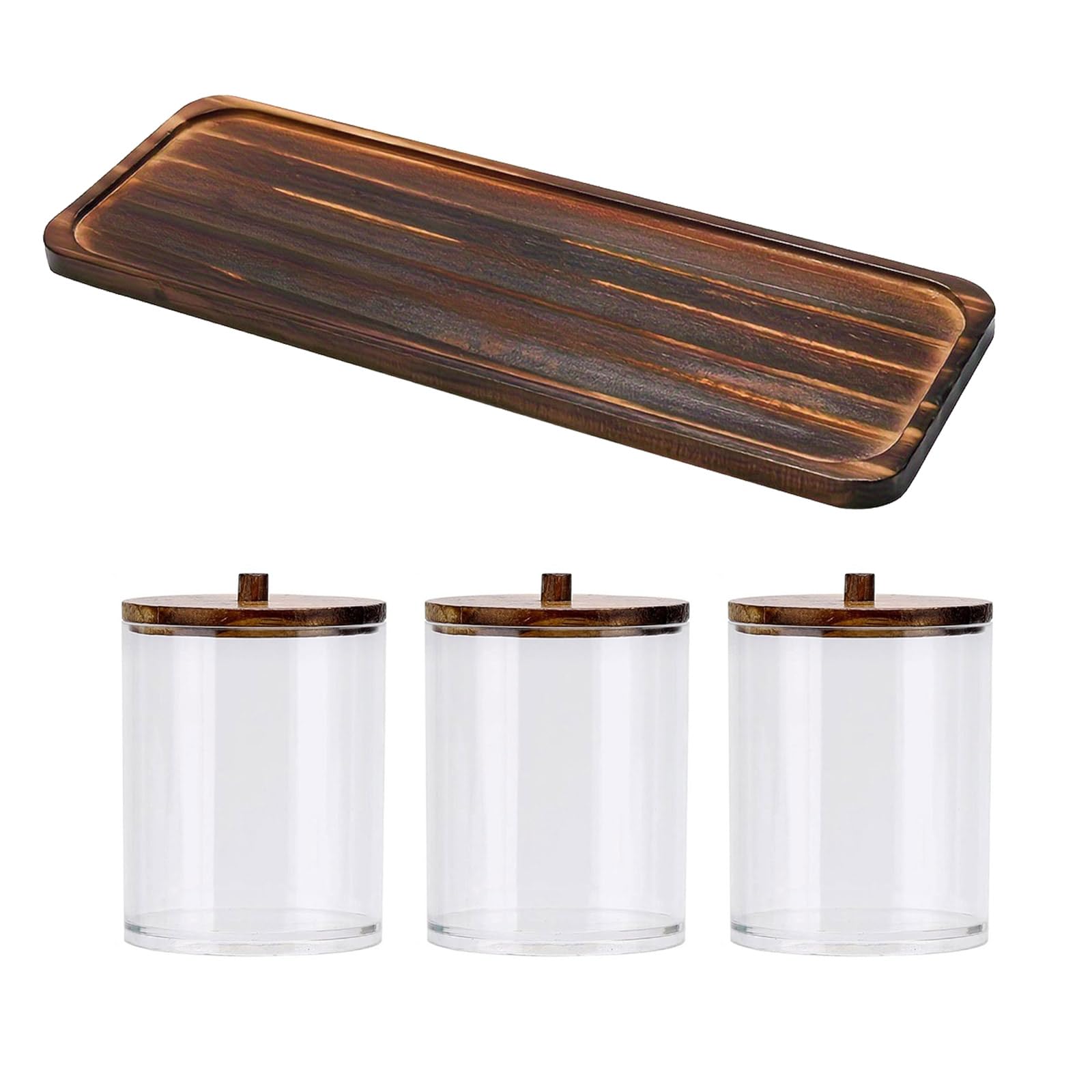 carotoe Lid Acrylic Storage Organizers for Cotton Swabs Makeup Remover Pads Bathroom Countertop Accessories Acrylic Cosmetic Organizers