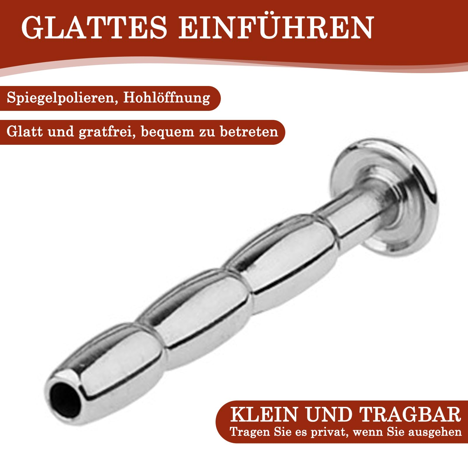 BDSMAGE Dilatatore Uretrale Cavo in Acciaio Inossidabile, Dilatatori Uretrali Uomo Stimolatore del Glande Masturbazione Giocattolo Sessuale Erotico per Uomini (6mm)