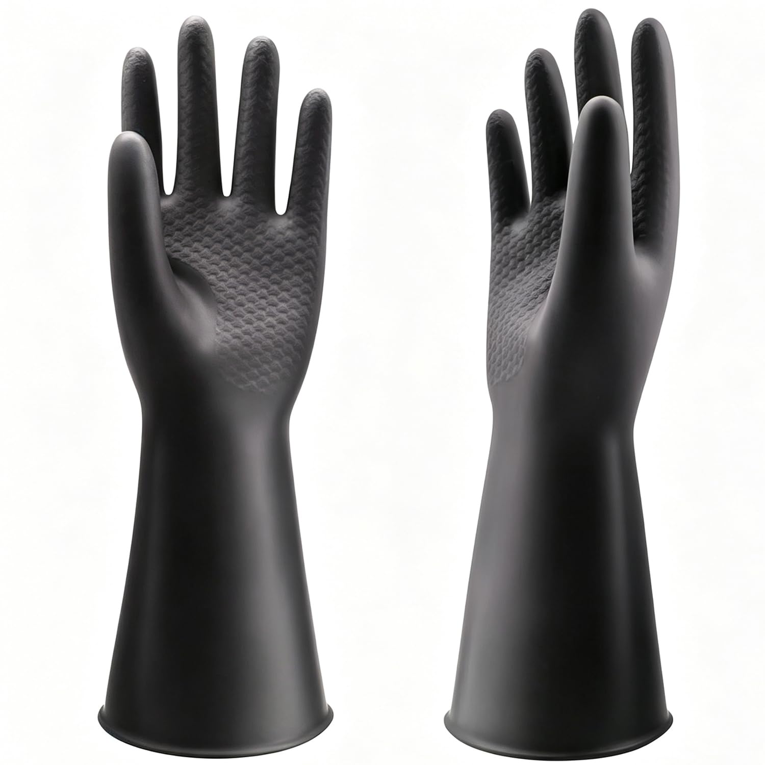 Gants en caoutchouc résistants aux produits chimiques, gants de travail industriels imperméables de 32 cm, couleur noire, grande taille