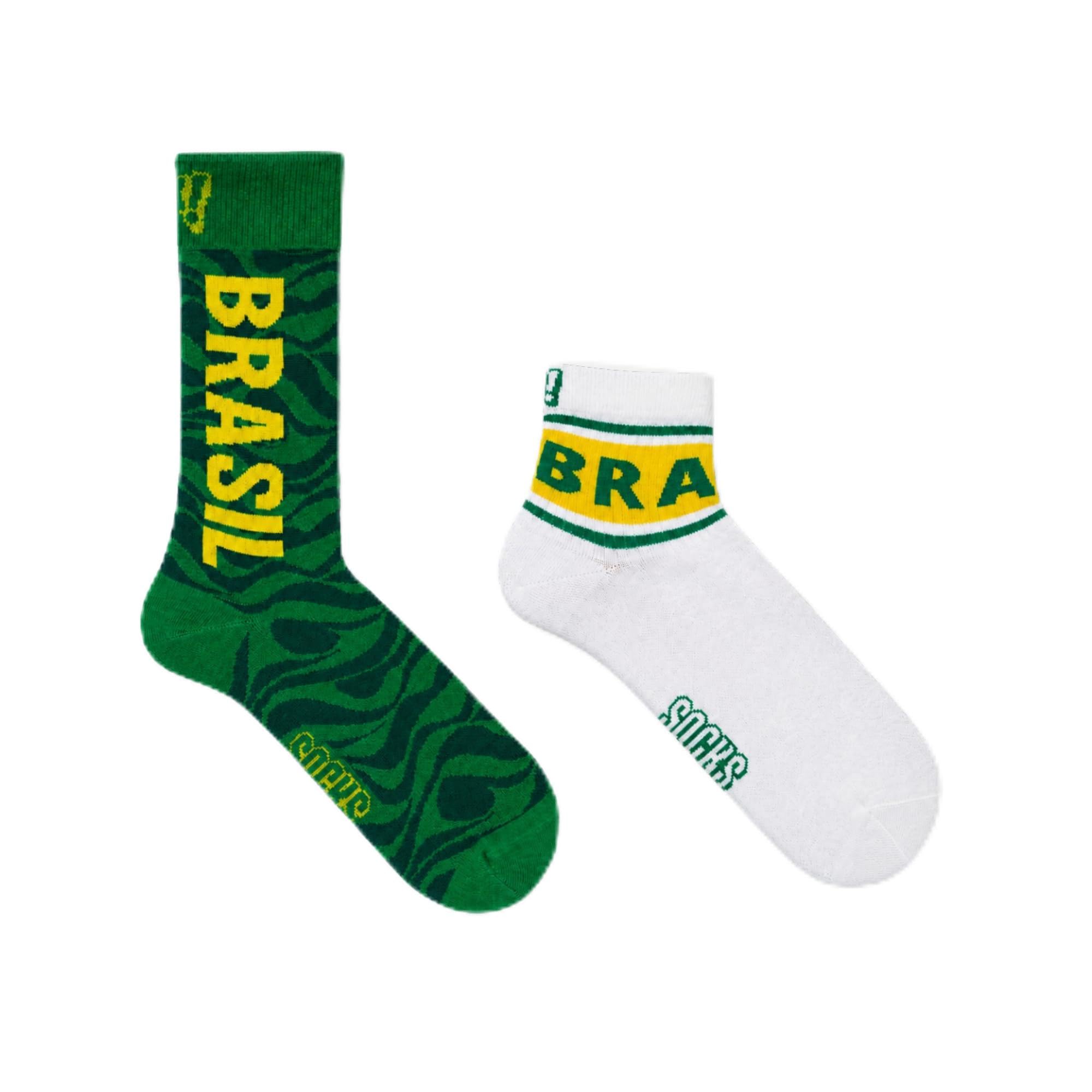 socksxpress Brasil Fan Club Men’s Crew Socks | Football Striped Designs | Combed Cotton | Soft, Stretchy & Breathable | Officially Licensed | Pack of 2-picture-19