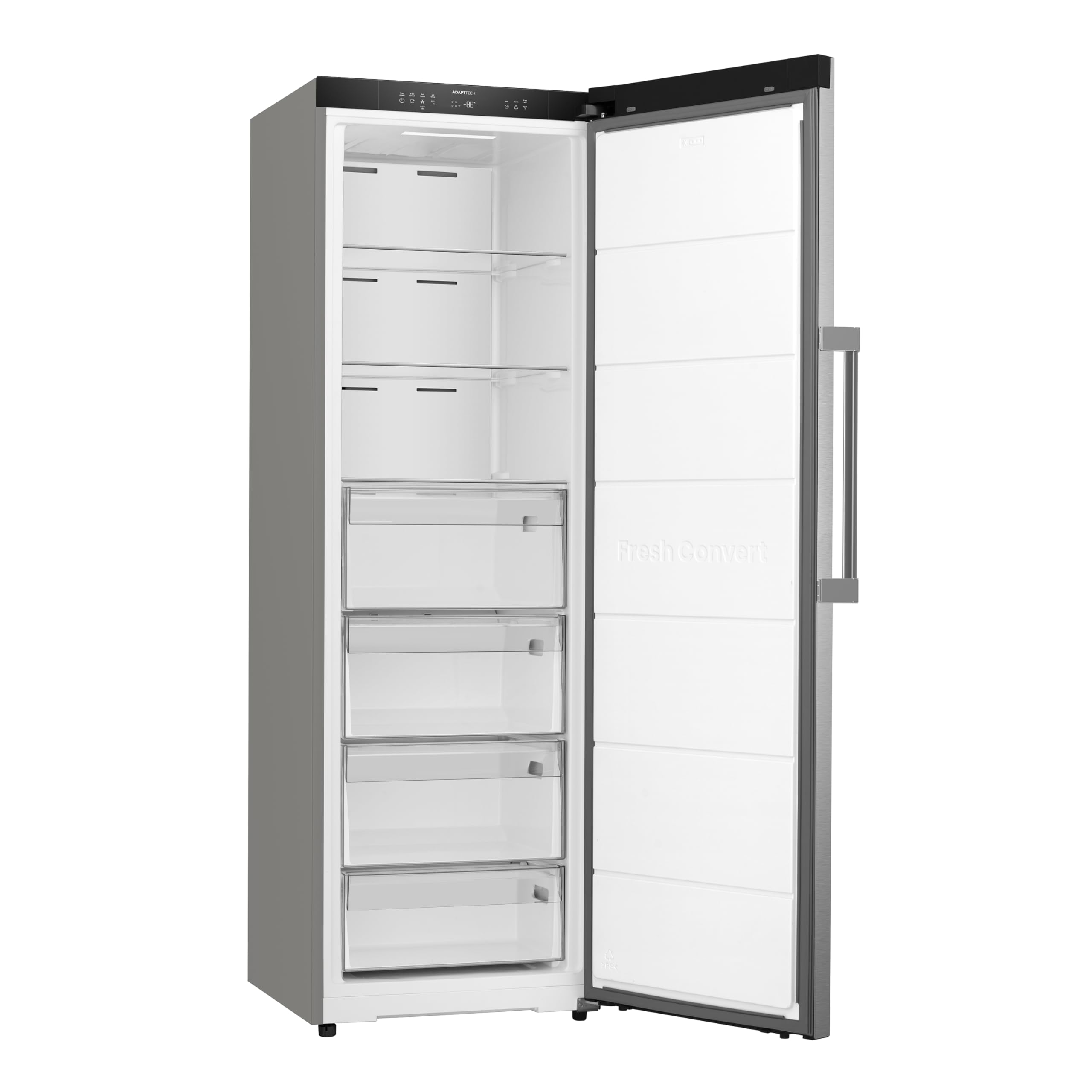 Gorenje FNC618D6XWF Gefrierschrank Freistehend 312 Liter SmartFit 185cm Höhe AdaptTech Convert -24℃ bis +8℃ ConnectLife Wifi Easy-open Griff Inverter Edelstahl