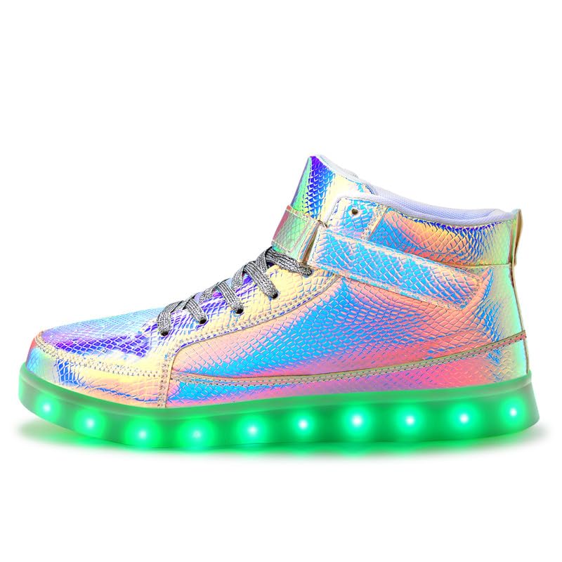 Padgene Women's Men's LED Lights Up Shoes Unisex Luminous Flashing Trainers USB Charging Lace Up Couples Dancing Shoes4