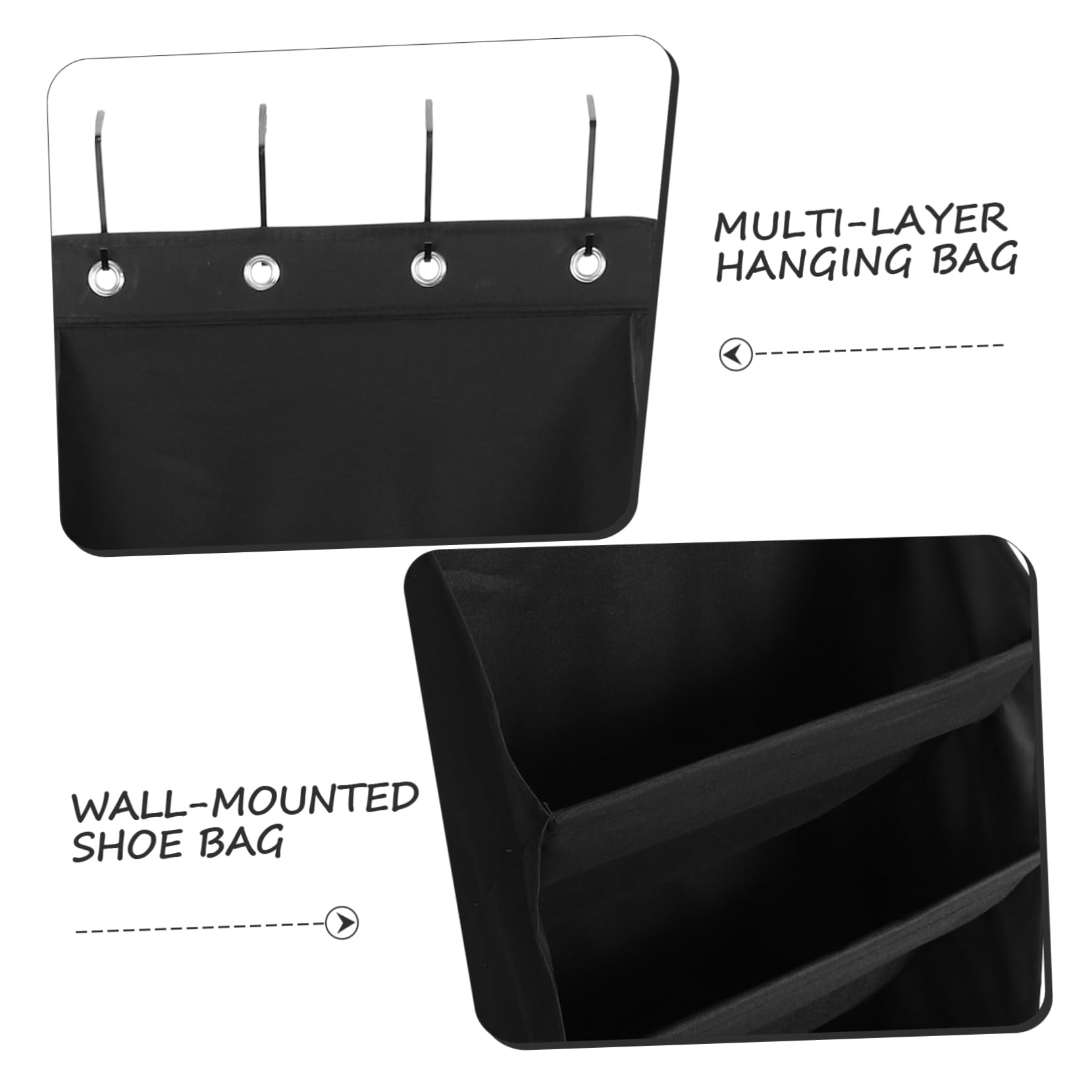 Cabilock Türschuhbeutel Organizer mit Mehreren Fächern aus Supatex Schwarz | Hängebeutel für Bad und Küche, Reißfest und Farbecht, Platzsparende Wandaufbewahrung