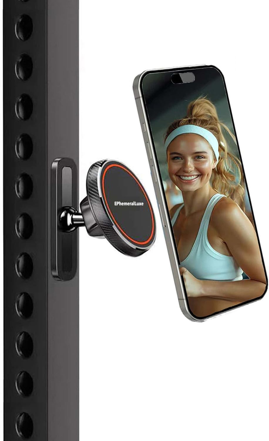 Gym Magnetic Phone Holder, Attaches magnetically to Metal Surface, 360° Adjustable Phone Mount, Universal Fitness Equipment Accessories Essentials